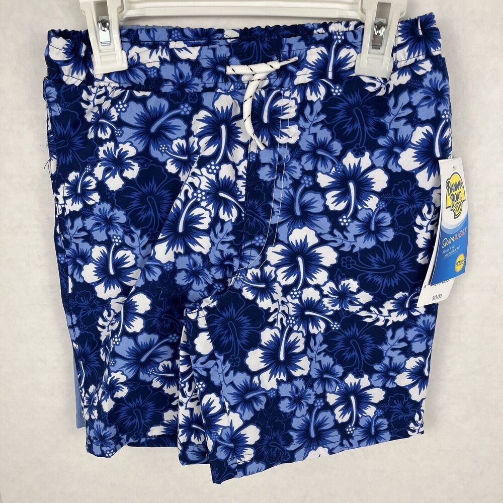 Banana Boat Boys Swim Trunks Set of 2 Size 6 Blue Tropical Built in Liner Pocket